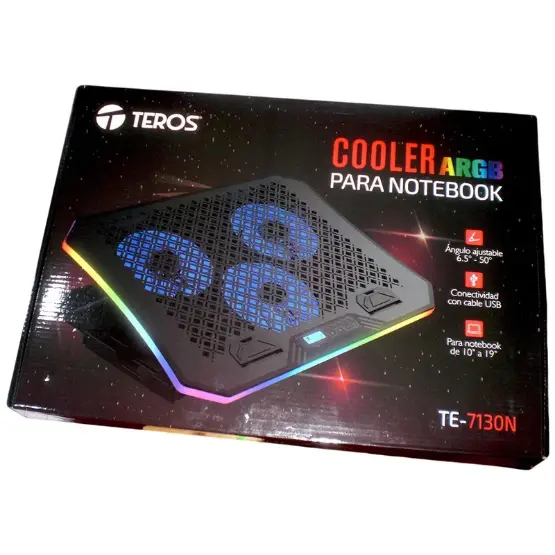 Cooler TEROS TE-7130N, compatible con notebooks de hasta 15.6", 3 fan de 11 cm