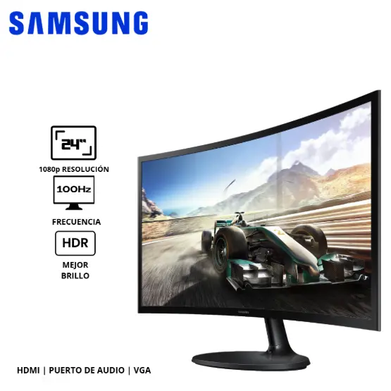 MONITOR SAMSUNG LS24D360GALXPE 24" FHD VA CURVO, HDMI X1/VGA X1/AURICULARES X1