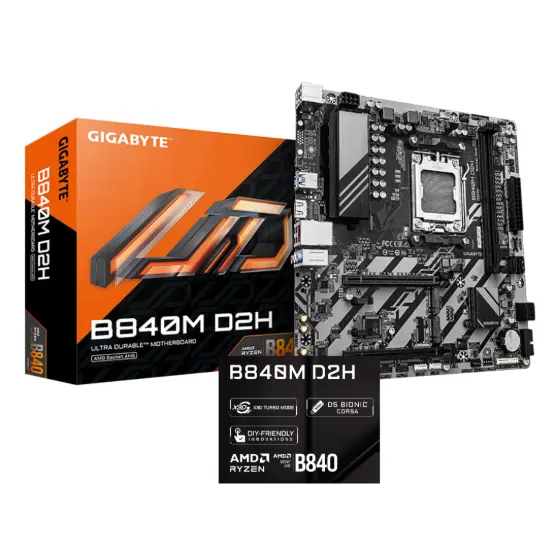 MOTHERBOARD GIGABYTE B840M D2H, CHIPSET AMD B840,SOCKET AMD AM5, MATX SOPORTA PRO