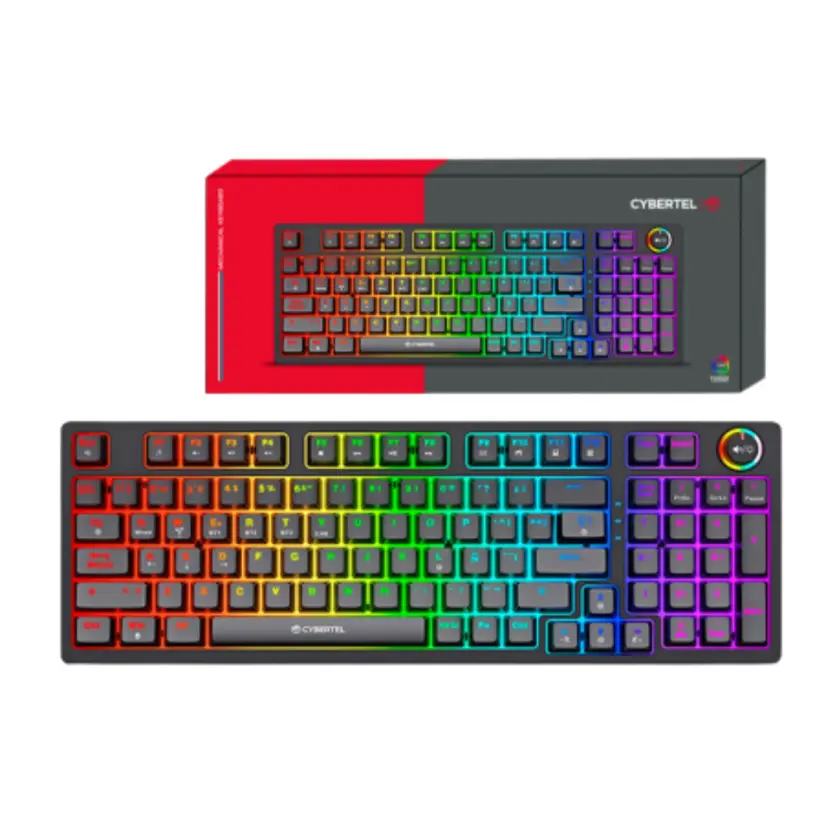 TECLADO GAMER MECANICO  STRIKER CYBERTEL CBX K1008-3M RAINBOW BT WIFI RECARGA