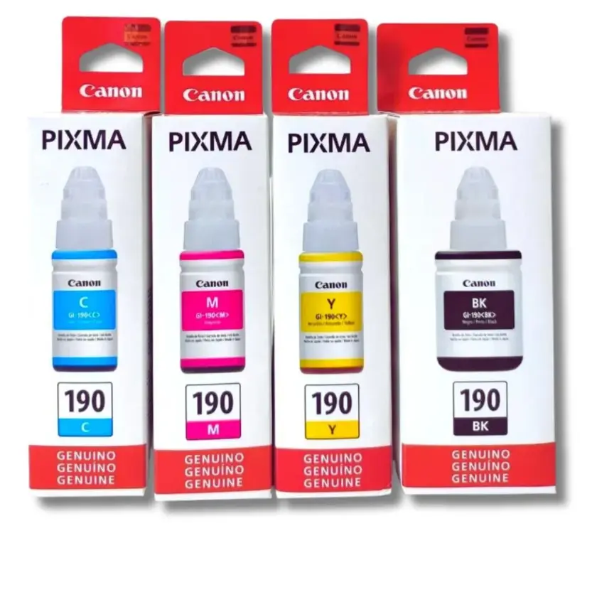 TINTA CANON ORIGINAL GI-190 CYAN/MAGENTA/AMARILLO/NEGRO/CAJA