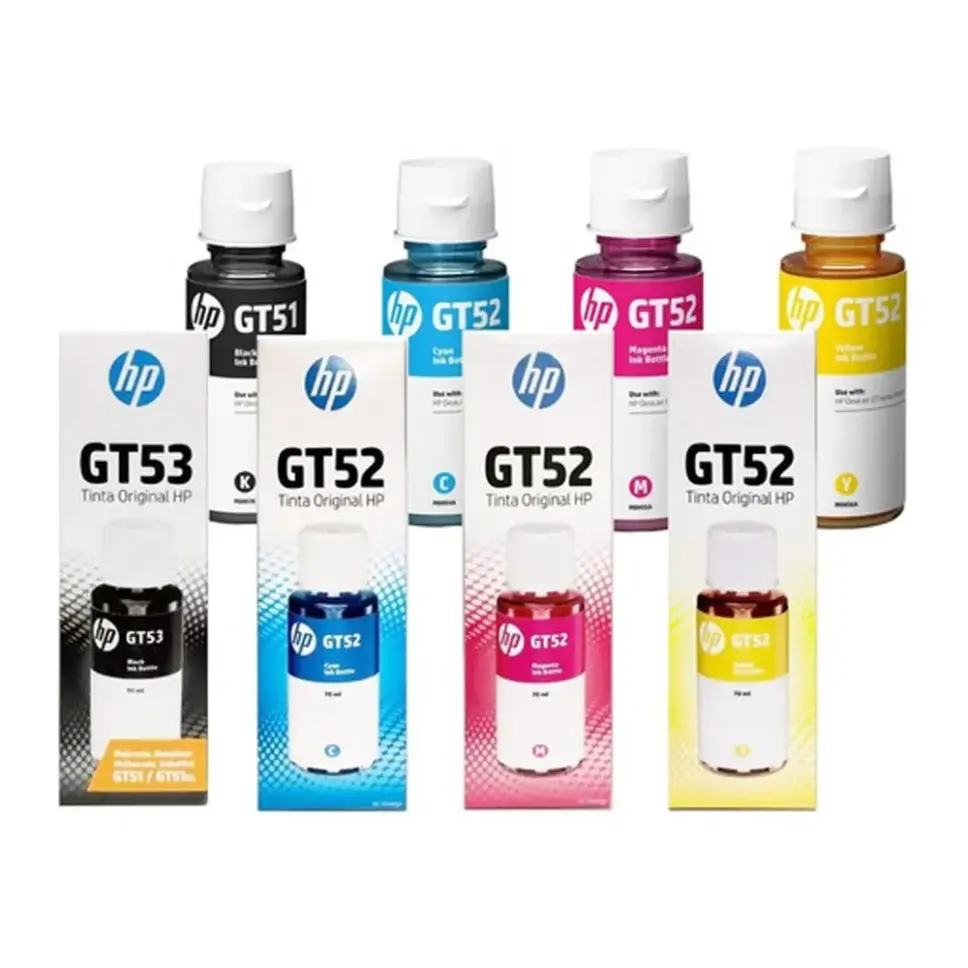 BOTELLA DE TINTA HP ORIGINAL  GT52 COLORES GT53 NEGRO