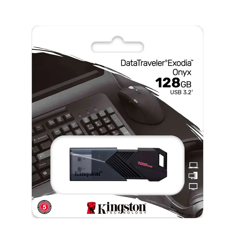 MEMORIA USB KINGSTON DATA TRAVELER EXODIA ONYX 128GB 3.2 USB, NEGRO