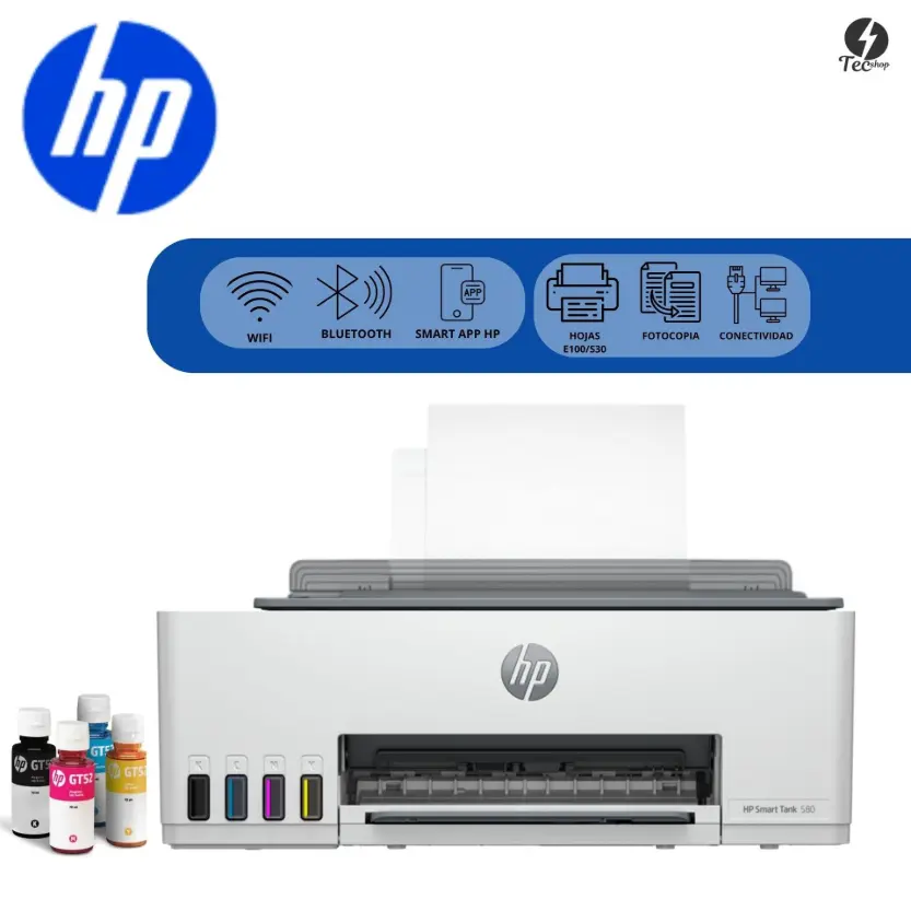 IMPRESORA MULTIFUNCIONAL HP SMART TANK 580 , TANQUE INTELIGENTE ; IMPRESIÓN, COPIA , ESCANEADO