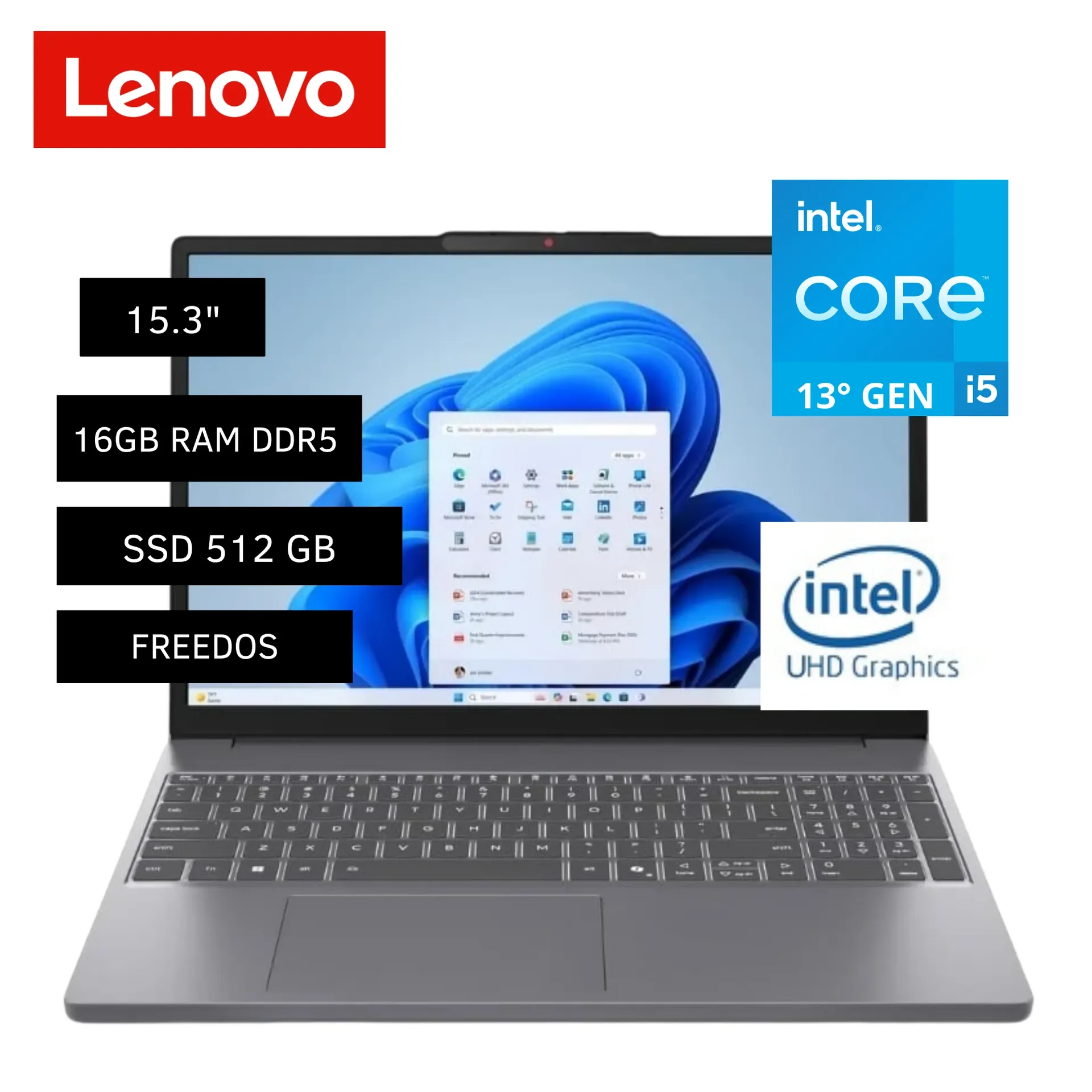 LAPTOP LENOVO IDEAPAD SLIM 3 15IRH10 INTEL CORE I5-13420H 15.3" WUXGA 512GB SSD 16GB RAM FREE