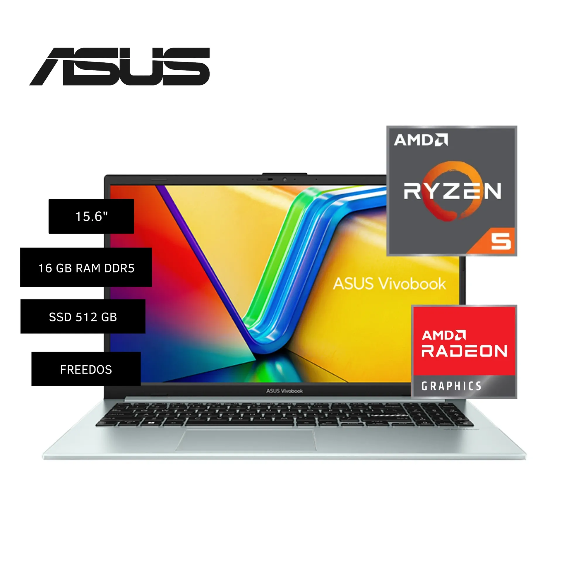 LAPTOP ASUS VIVOBOOK GO 15 E1504FA-BQ547, 15.6" FHD LED IPS, AMD Ryzen 5 7520U 2.8/4.3GHz, 16GB LPDDR5 512 GB
