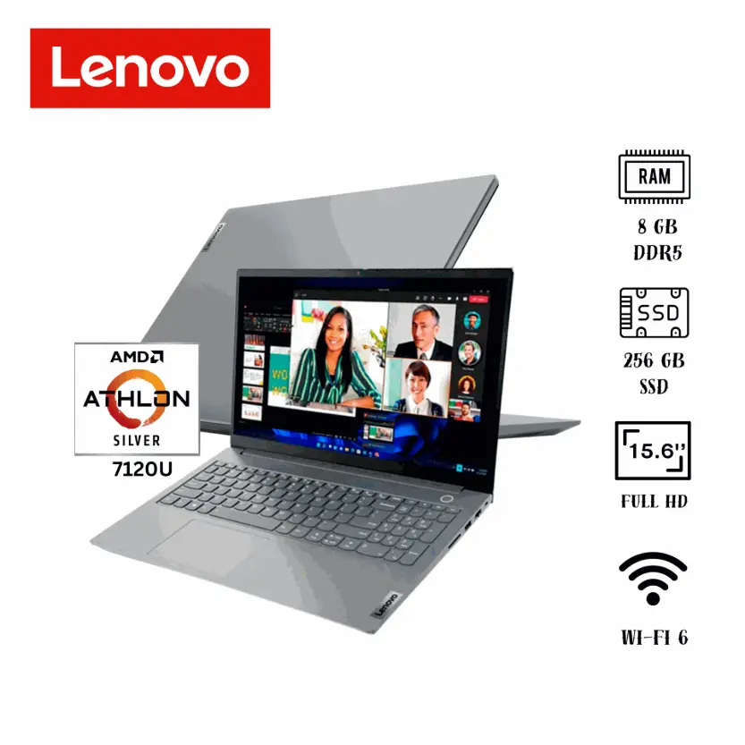 LAPTOP LENOVO V15 G4 AMN AMD ATHLON SILVER 7120U 3.50GHZ RAM 8GB DDR5  SSD 256GB PANTALLA 15.6 FHD FREE
