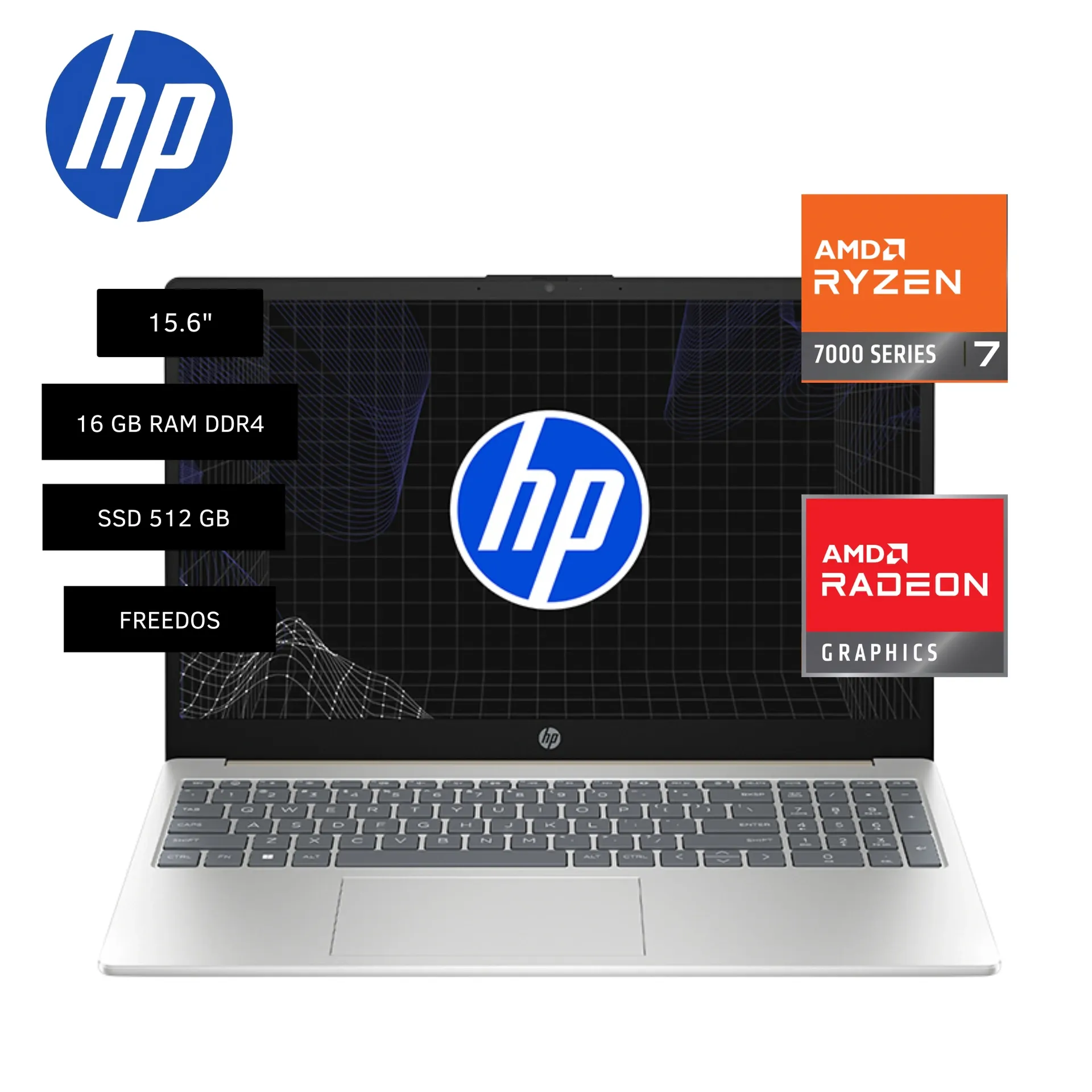 NOTEBOOK HP 15-FC0275LA, 15.6" FHD, AMD RYZEN 7 7730U 16GB DDR4