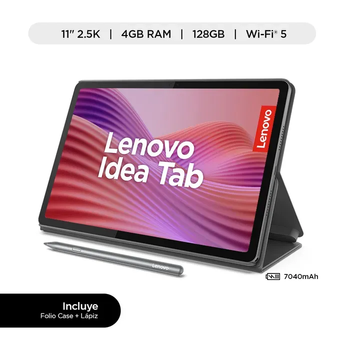 TABLET LENOVO IDEA TAB TB336FU CON TAB PEN PLUS y FOLIO CASE 11” 2.5K 4GB 128GB con AI Gris