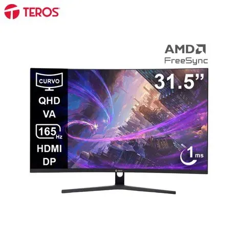 MONITOR CURVO GAMING TEROS TE-3217G, 31.5" QHD VA, 165HZ, 1MS, DP, HDMI, AUDIO OUT