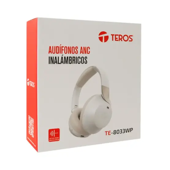 AUDÍFONO INALÁMBRICO ANC TEROS TE-8033WP (HEADSET), BLANCO