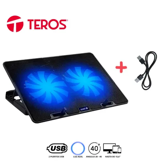 COOLER TEROS TE-7020N, COMPATIBLE CON NOTEBOOKS DE HASTA 15.6", 2 FAN DE 12CM