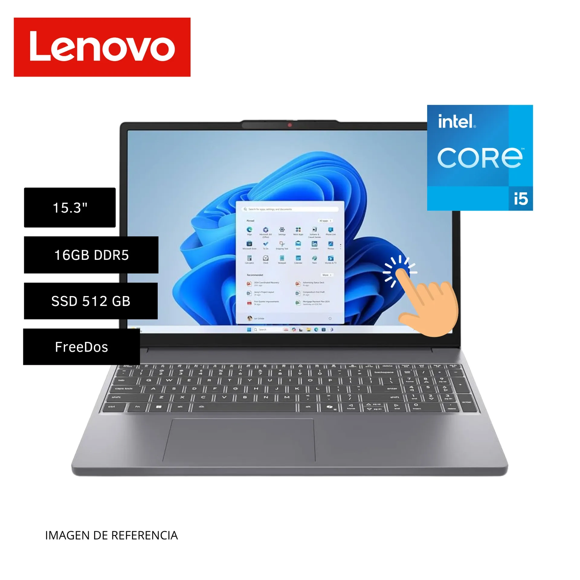 LAPTOP LENOVO IDEAPAD SLIM 3 15IRH10  83K100NVLM I5 13420H 16GB 512GB SSD 15.3" WUXGA TOUCHSCREEN FREEDOS
