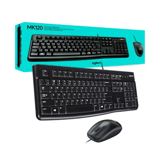 LOGITECH KIT TECLADO Y MOUSE MK120, USB, NEGRO