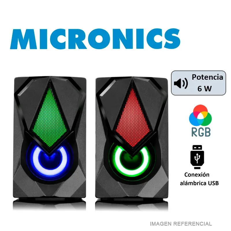 PARLANTE MICRONICS 2.0 CORSAIR - MIC S309-9USB GAMER LUZ RGB PC