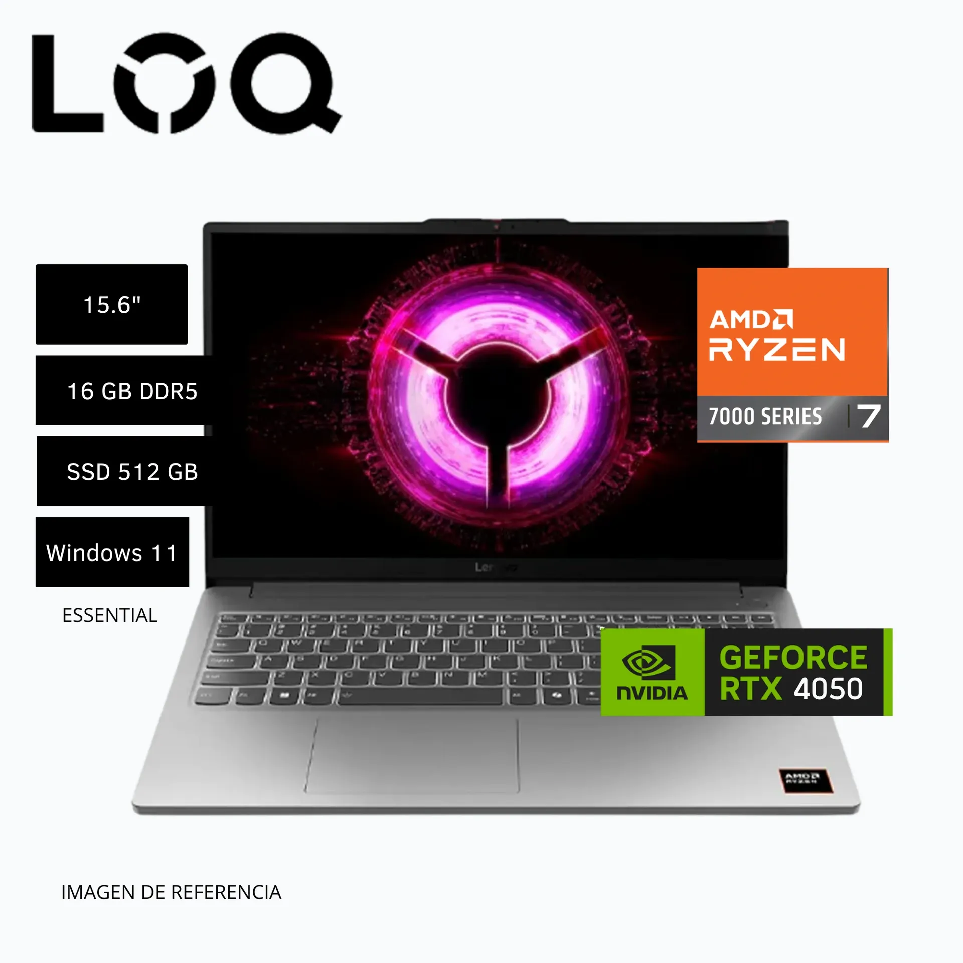 LAPTOP LENOVO LOQ 15ARP10 ESSENTIAL AMD RYZEN 7 7735HS 16GB RAM 512GB SSD NVIDIA GEFORCE RTX 4050 6GB