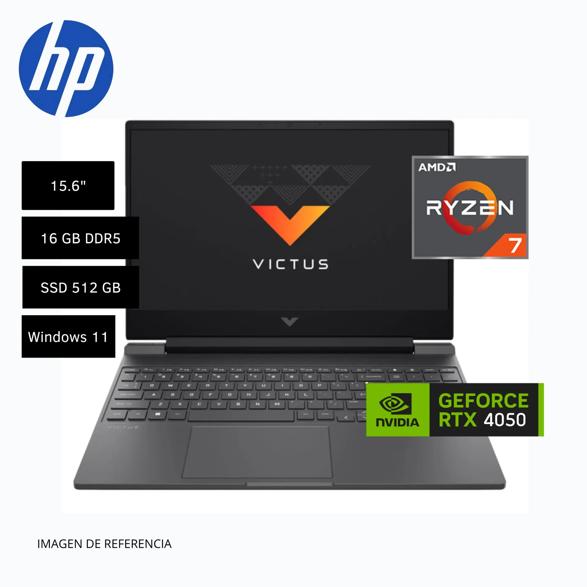 LAPTOP HP GAMING VICTUS GAMING 15-FB3021LA, AMD RYZEN 7, 16 GB RTX 4050, 512 GB SSD, 15.6, FHD WINDOWS 11 HOME
