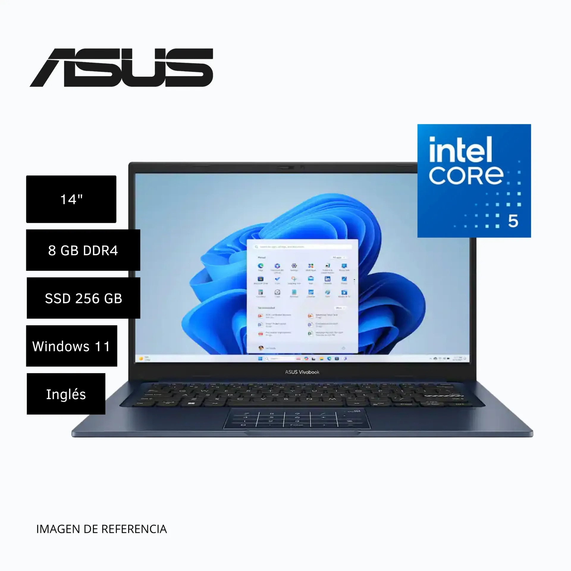LAPTOP ASUS VIVOBOOK 14 X1404VAP-V14.C58256 INTEL CORE 5 120U/ 8GB/ 256GB SSD/ WIN 11 / QUIET BLUE / US