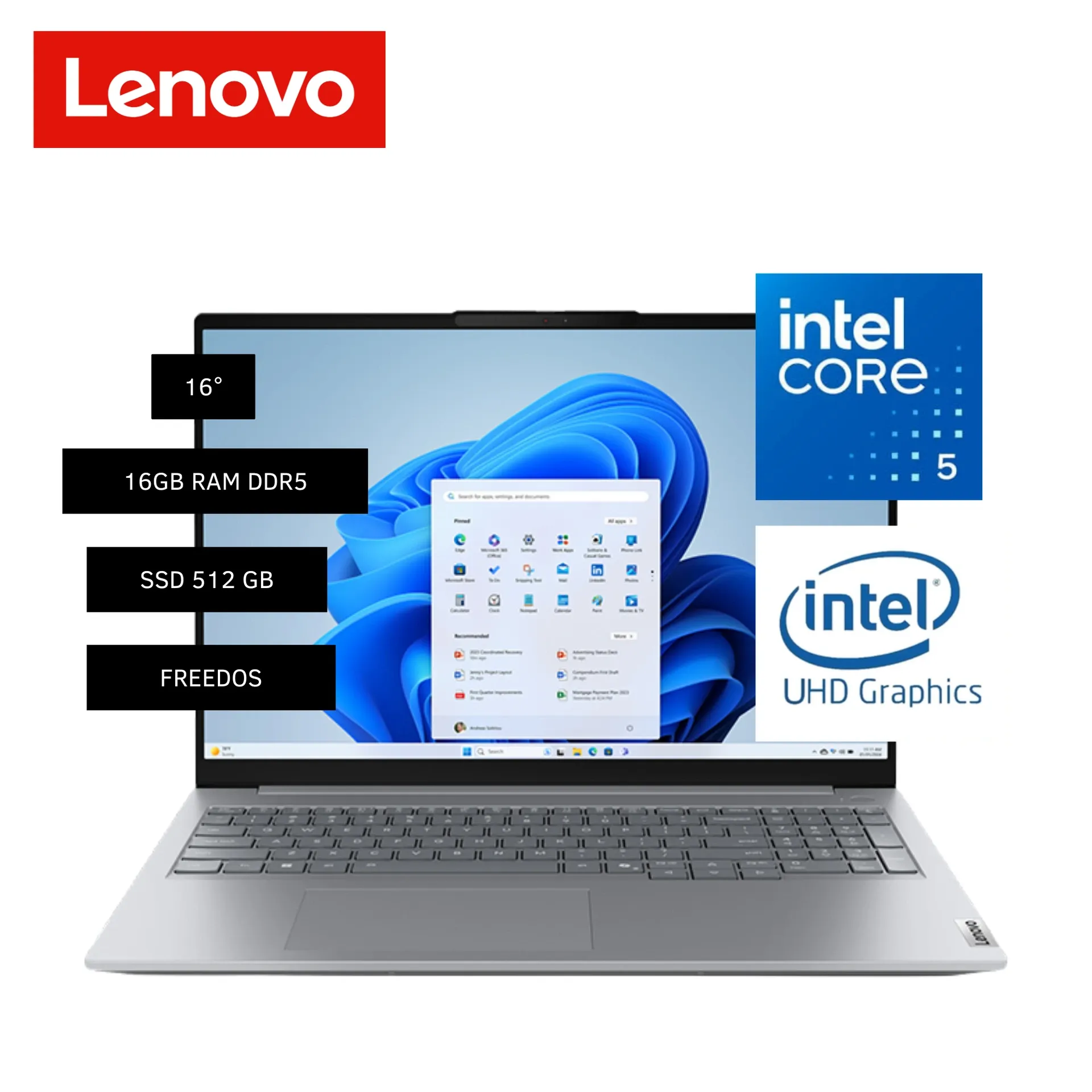 LAPTOP LENOVO THINKBOOK 16 G8 IRL CORE 5 210H, 16GB DDR5, 16" WUXGA, 512GB SSD / FREEDOS