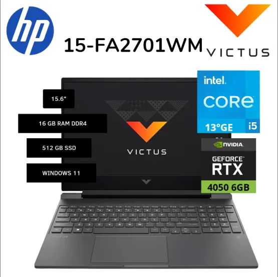 LAPTOP HP VICTUS 15-FA2701WM INTEL CORE I5 13420H 15.6" FHD 16GB 512GB SSD RTX 4050 6GB WINDOWS 11