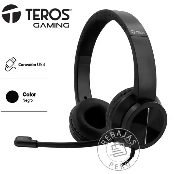 TEROS AUDÍFONO TEROS TE-8037N (HEADSET), NEGRO