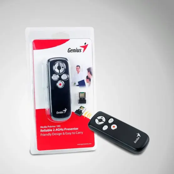 PRESENTADOR GENIUS C/PUNTERO MEDIA POINTER 100 RUN CARD BLACK