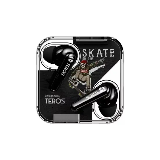 AUDÍFONOS TEROS TE-8072W, BLUETOOTH, TWS, NEGRO/BLANCO