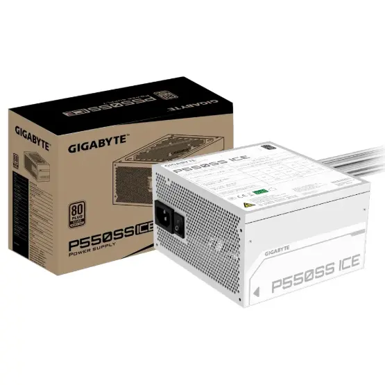 FUENTE DE ALIMENTACIÓN GIGABYTE P550SS ICE, 550W, 80 PLUS SILVER, FORMATO ATX. BLANCO